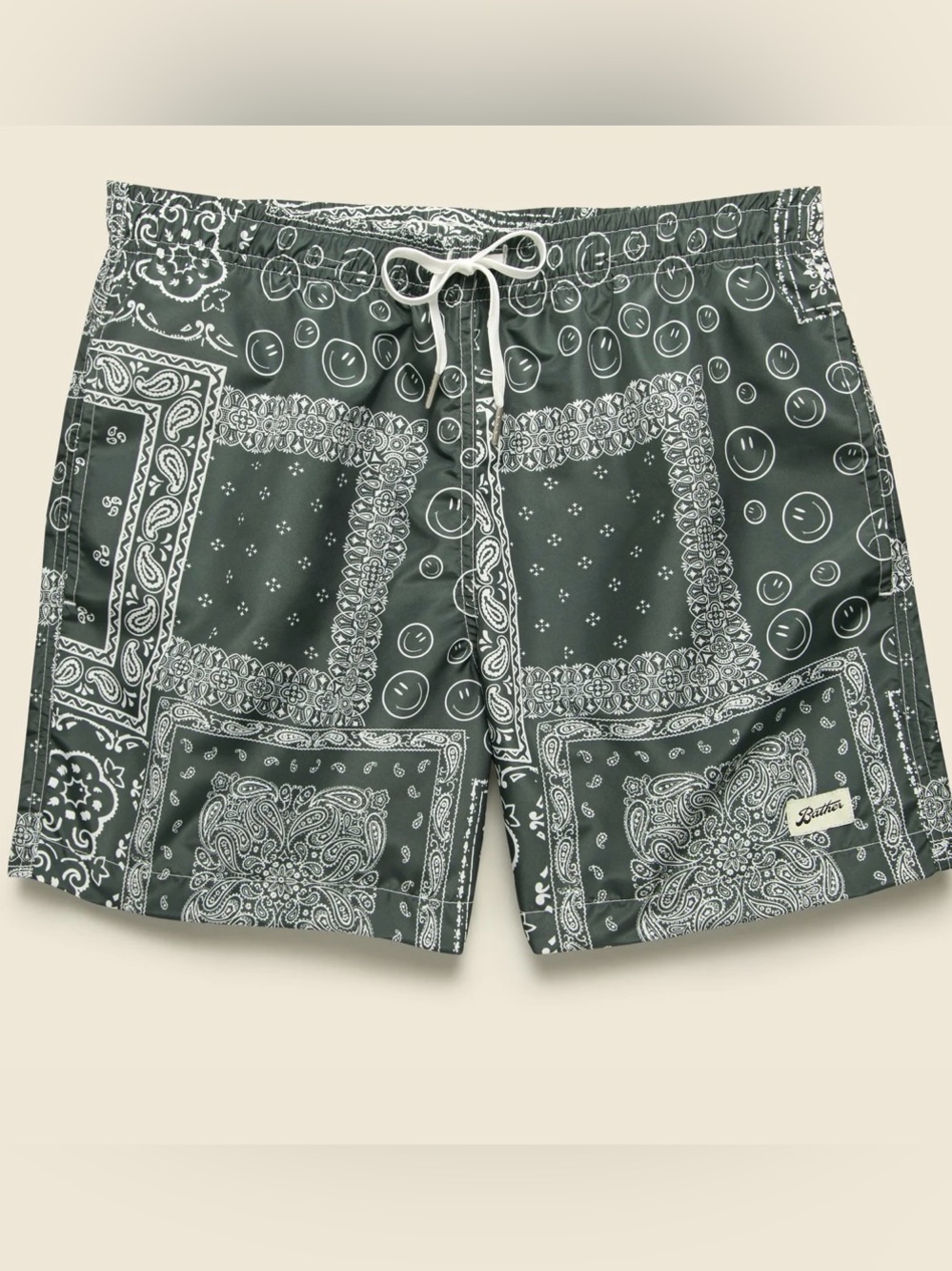 Bather Men's Olive Green Bandana Print Swimsuit